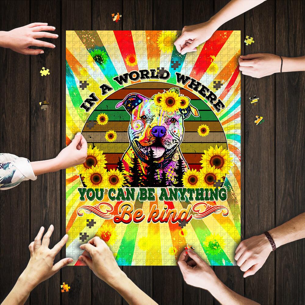 Hippie Peace Pit Bull Jigsaw Puzzle