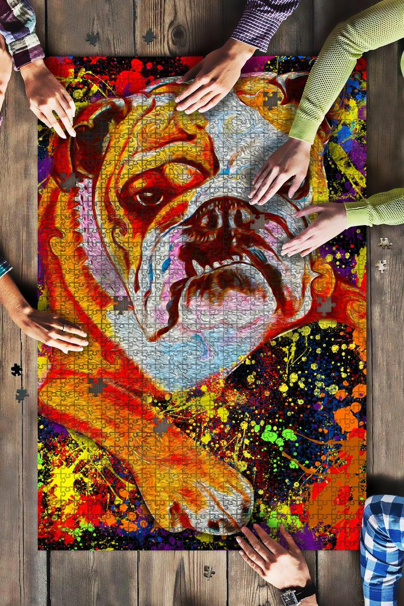American Bulldog Dog Colorful Jigsaw Puzzle