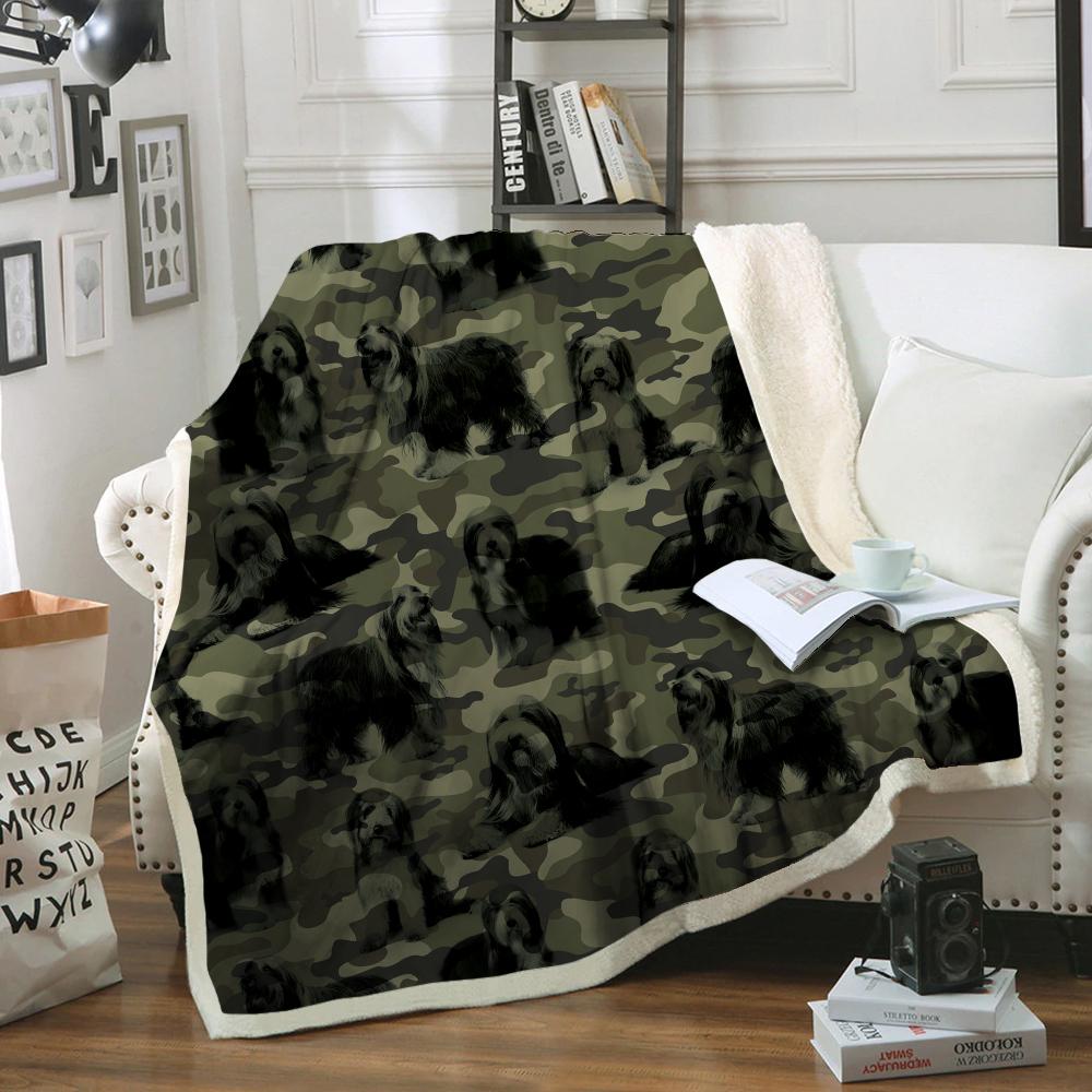 Bearded Collie Camo Blanket