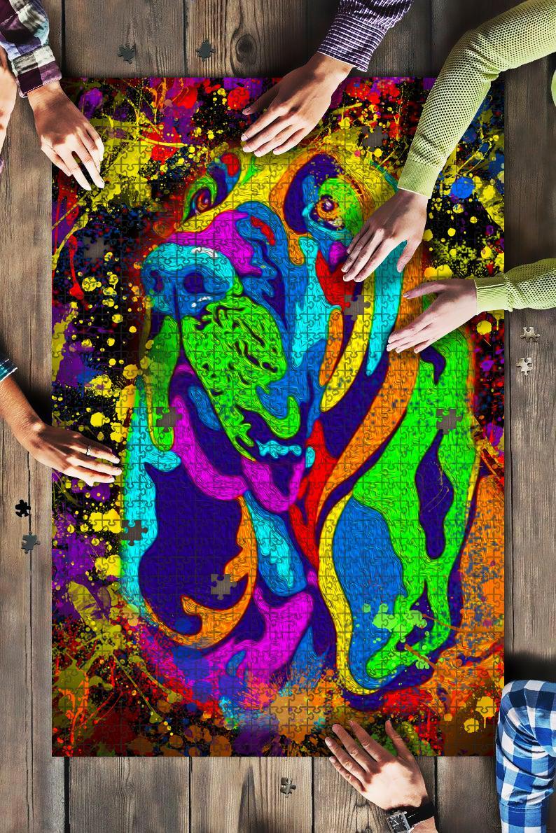 Bloodhound Dog Colorful Jigsaw Puzzle