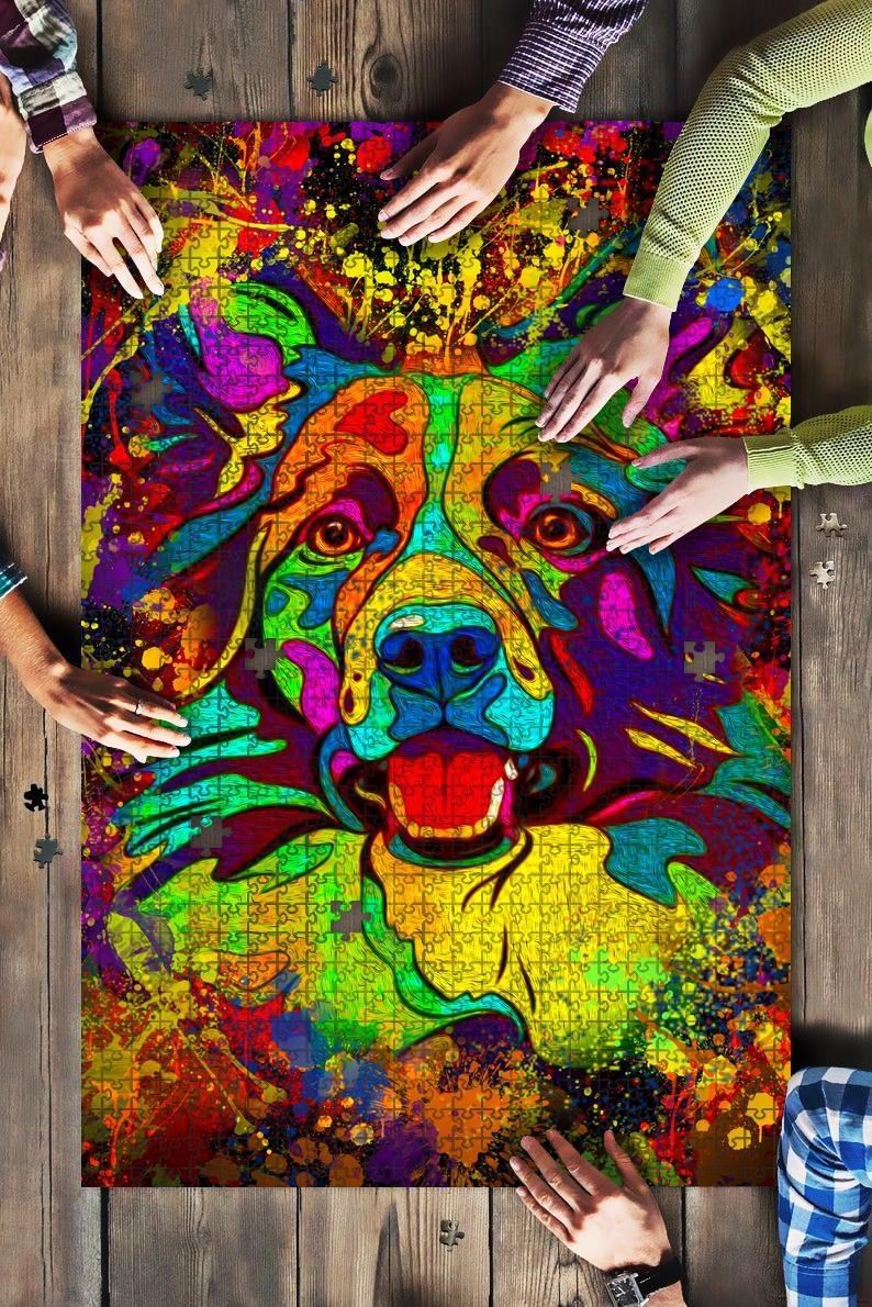 Border Collie Dog Colorful Jigsaw Puzzle