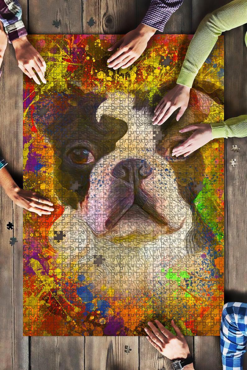 Boston Terrier Dog Colorful Jigsaw Puzzle