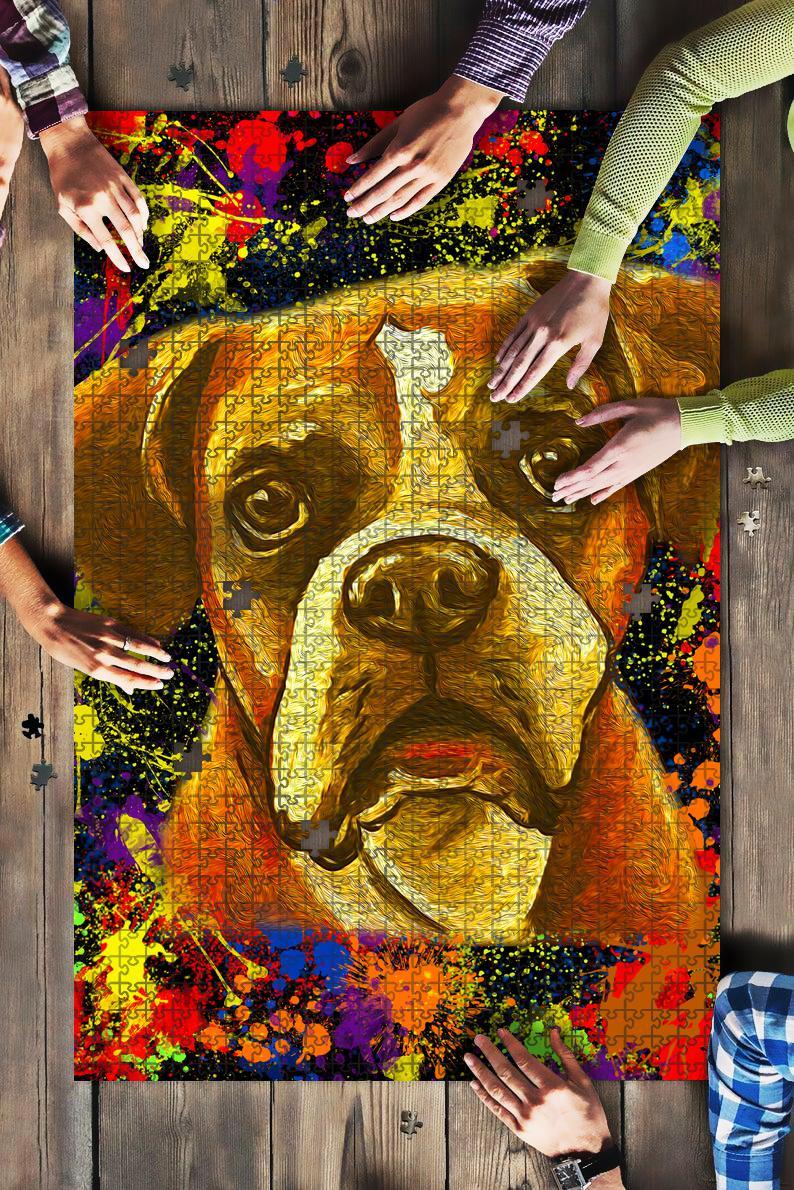 Boxer 2 Dog Colorful Jigsaw Puzzle
