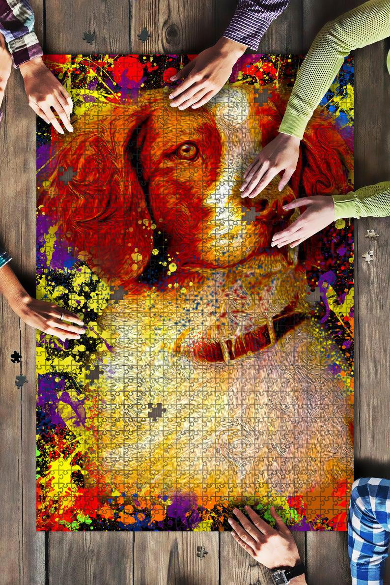 Brittany Spaniel Dog Colorful Jigsaw Puzzle