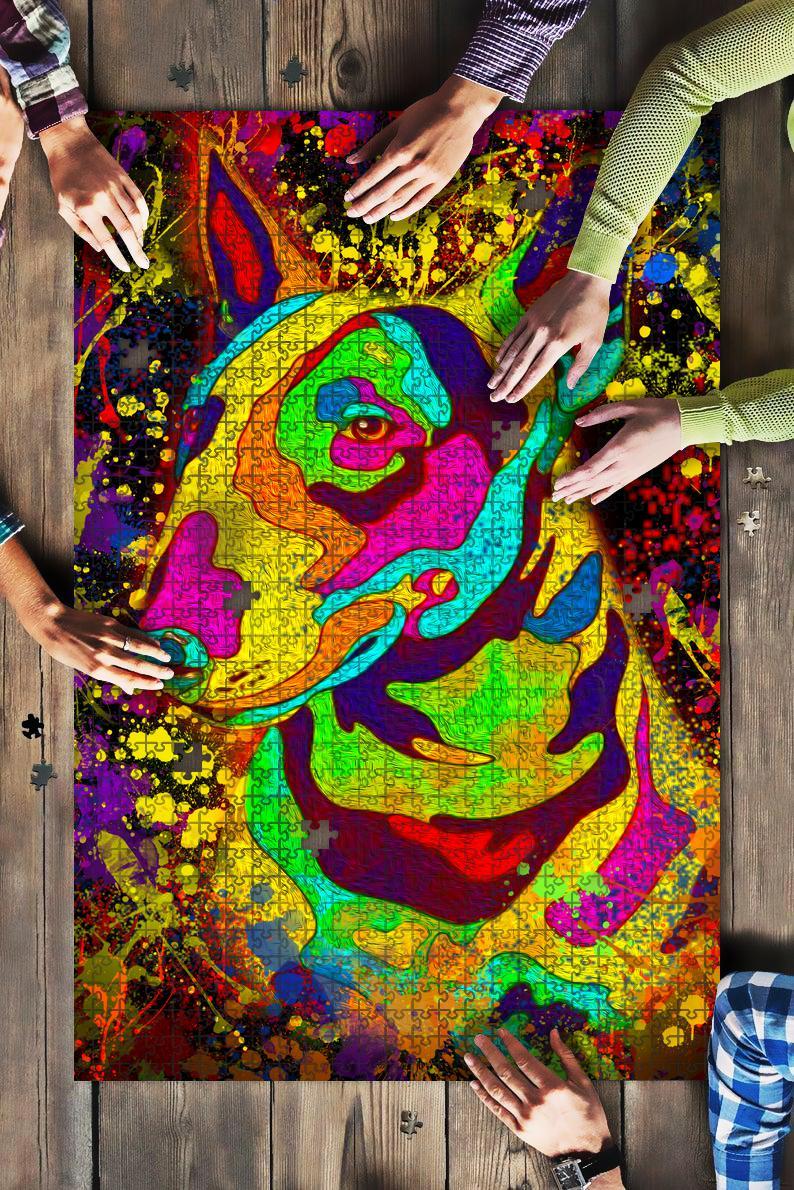 Bull Terrier Dog Colorful Jigsaw Puzzle