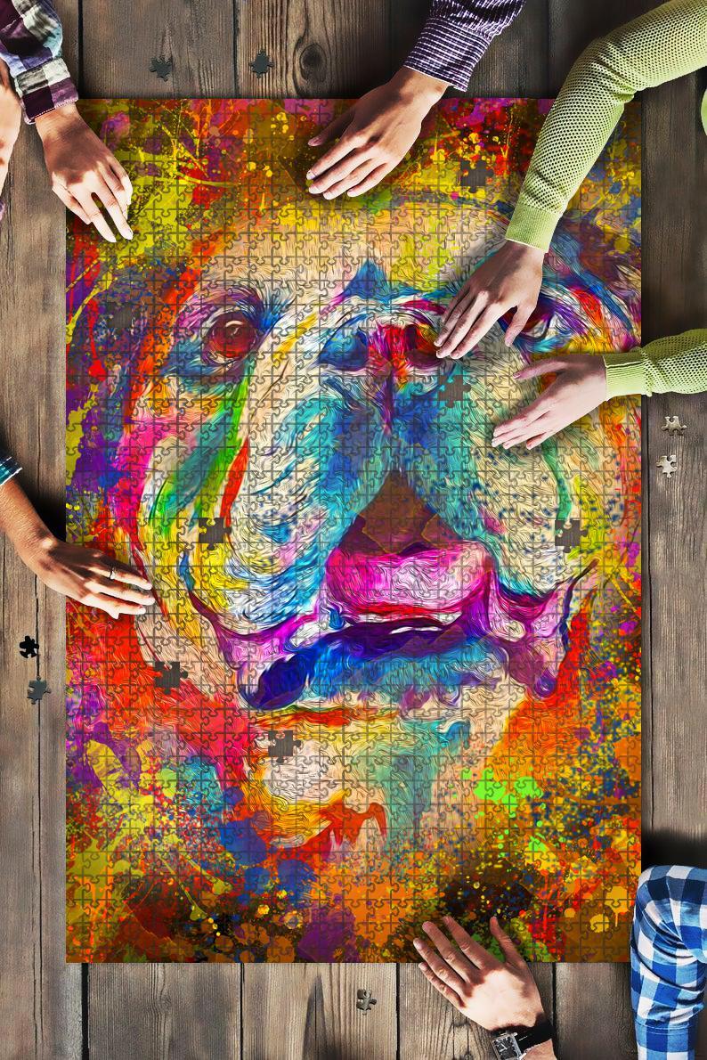 Bulldog Dog Colorful Jigsaw Puzzle