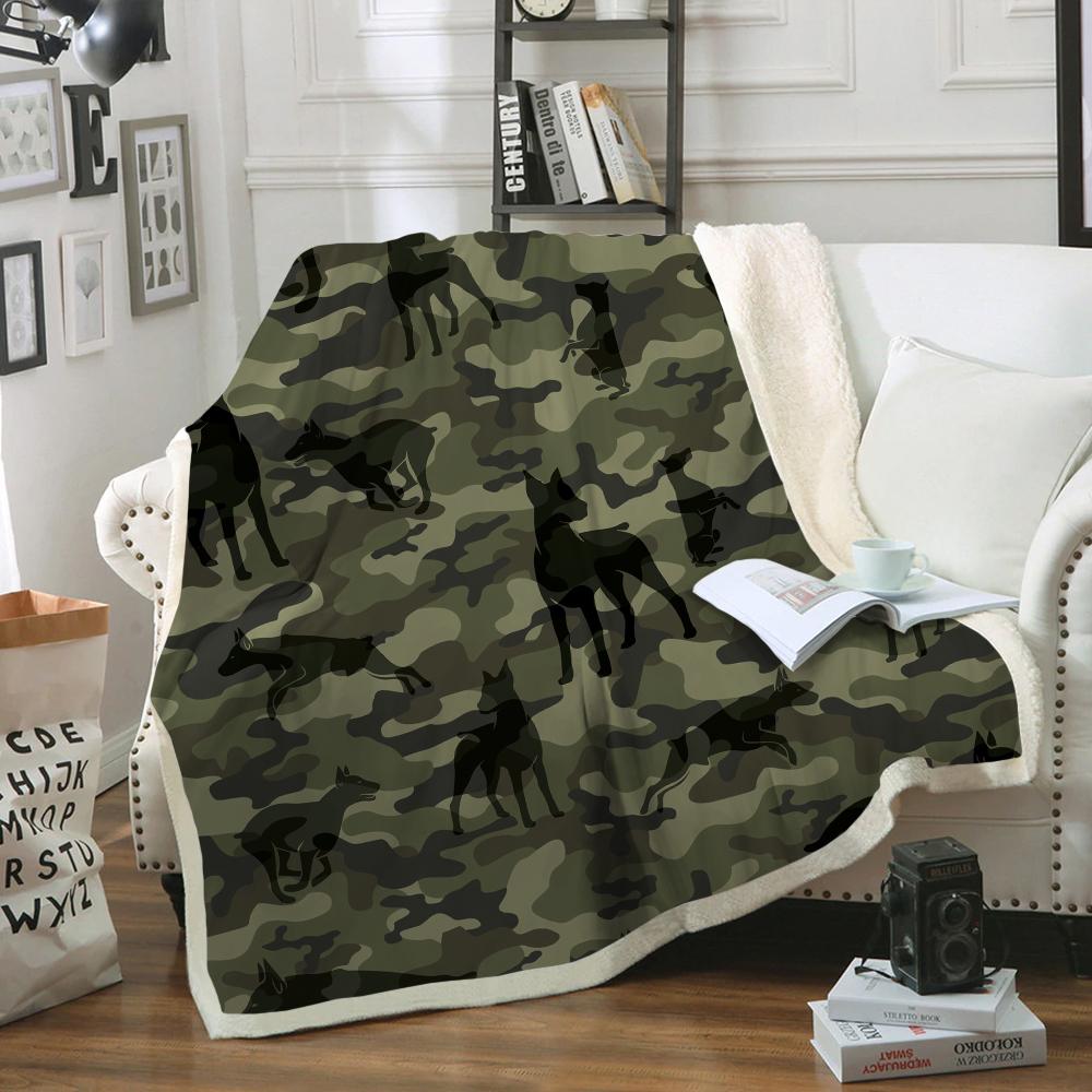 Doberman Camo Blanket