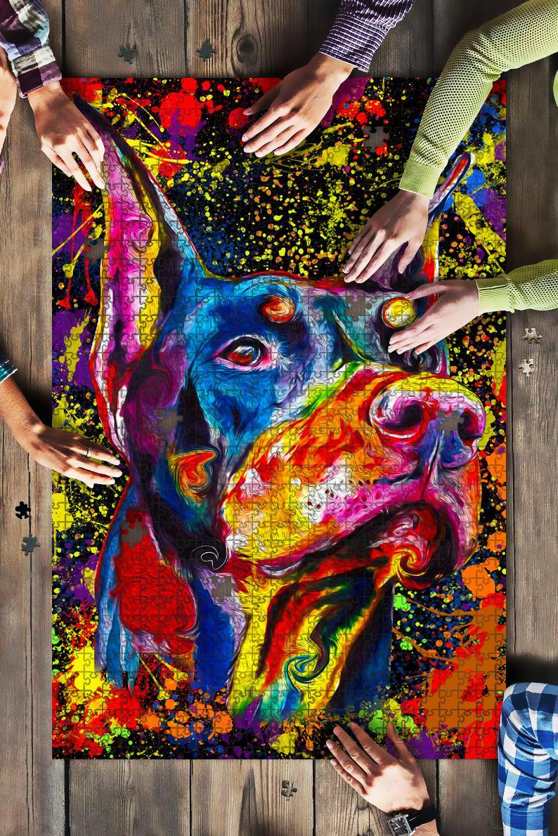 Doberman Dog Colorful Jigsaw Puzzle