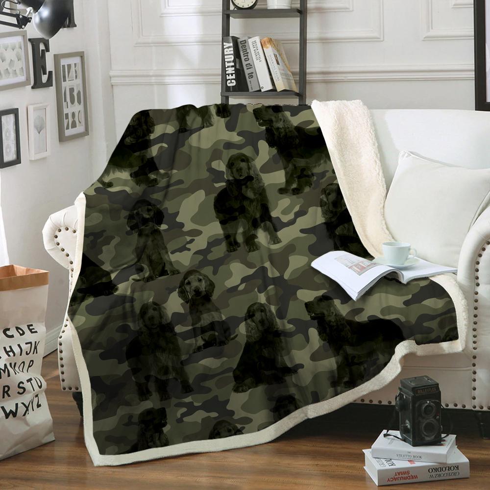 English Cocker Spaniel Camo Blanket