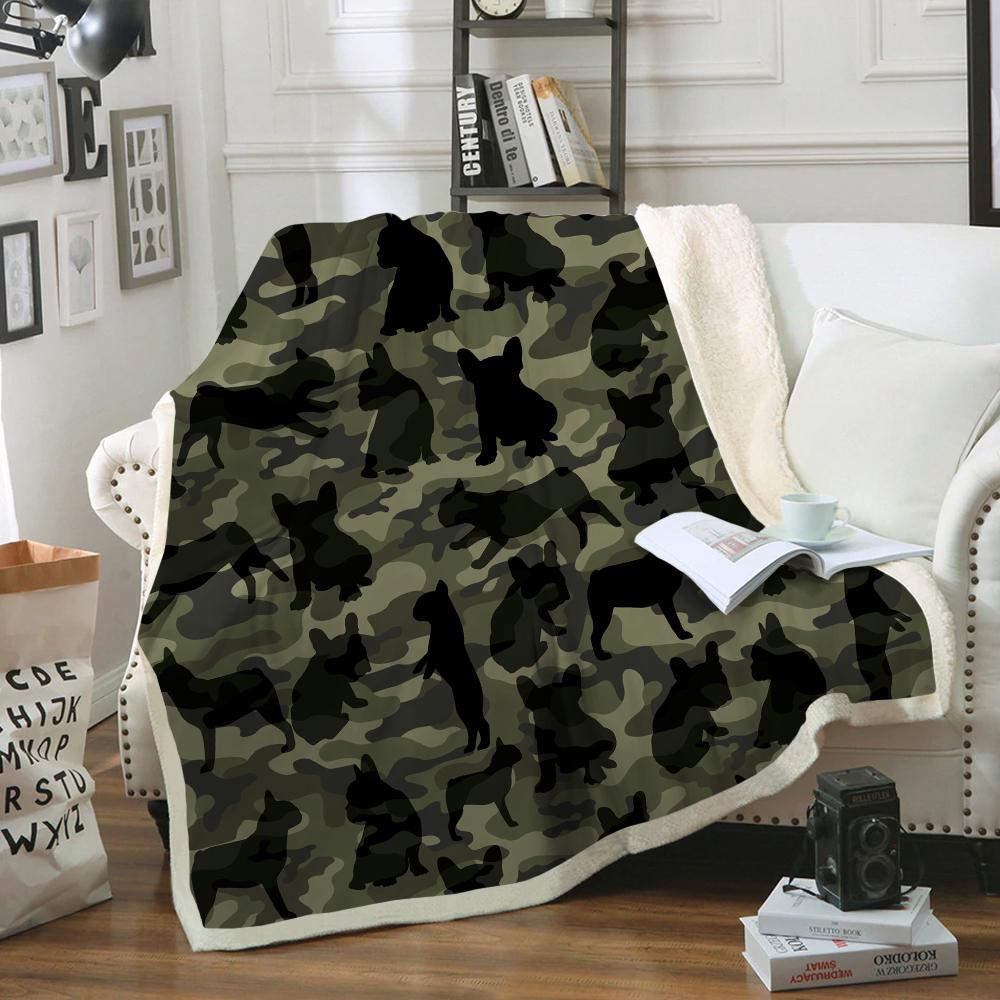 French Bulldog Camo Blanket