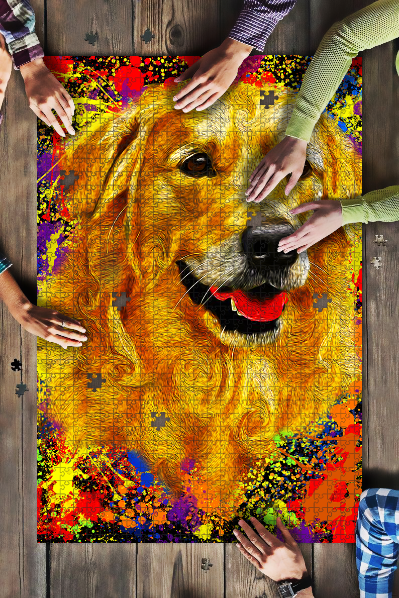 Golden Retriever Dog Colorful Jigsaw Puzzle