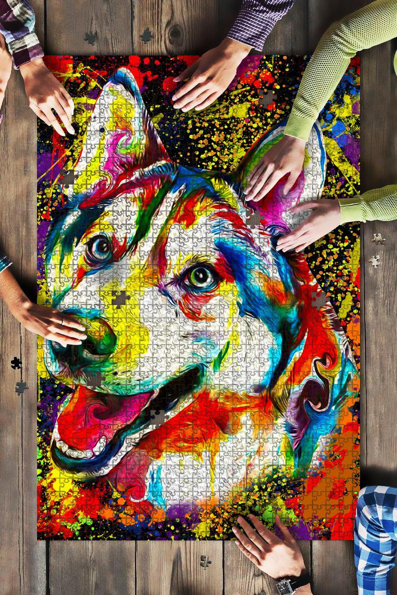 Husky Dog Colorful Jigsaw Puzzle