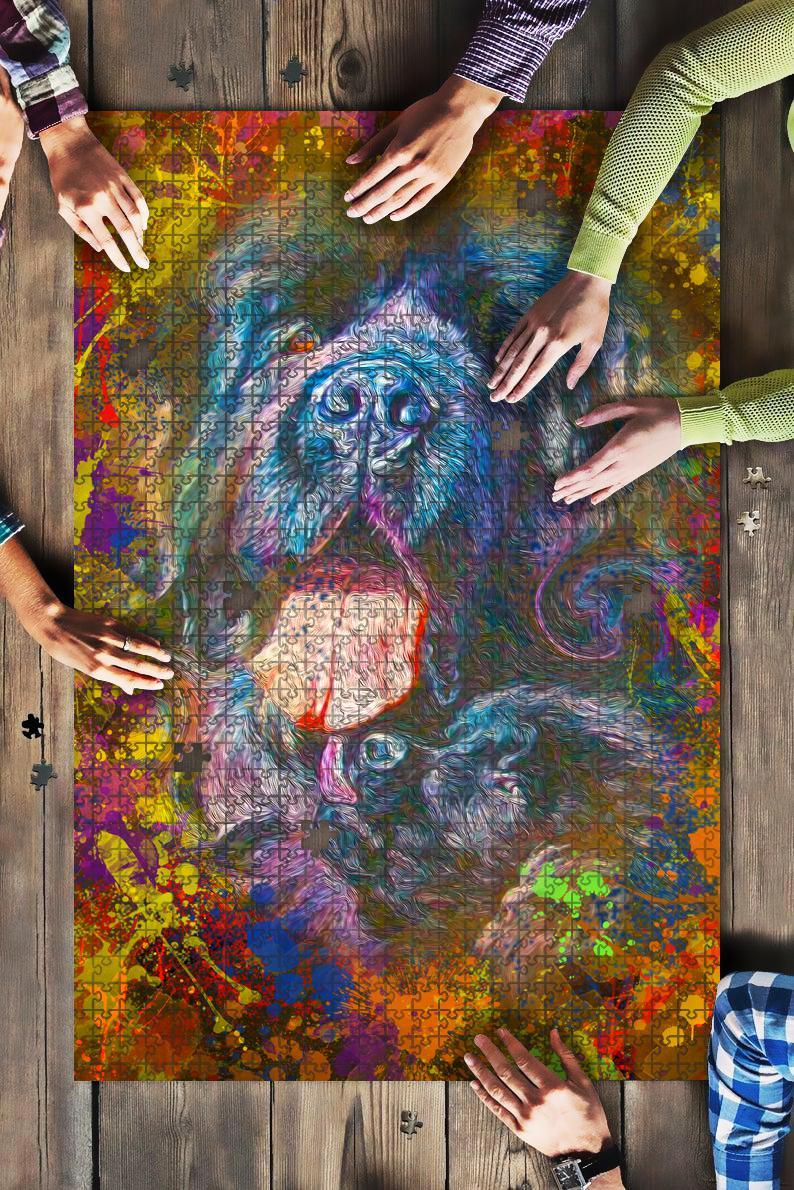Newfoundlands Dog Colorful Jigsaw Puzzle