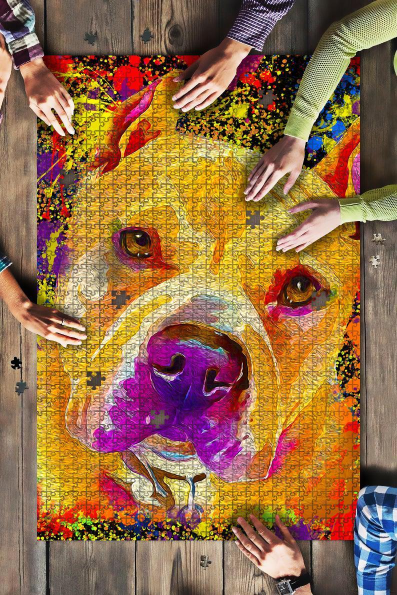 Pitbull Dog Colorful Jigsaw Puzzle