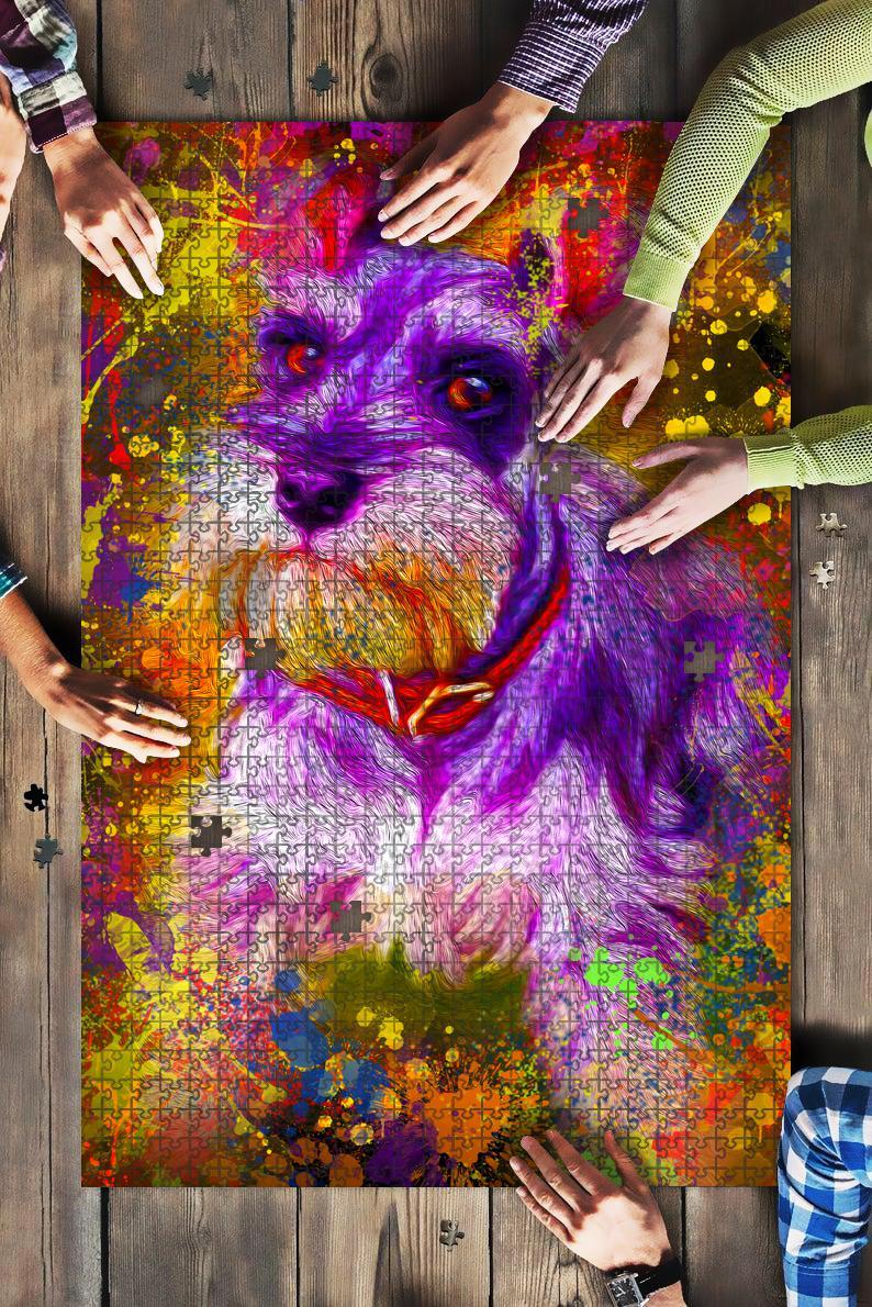 Schnauzer Dog Colorful Jigsaw Puzzle