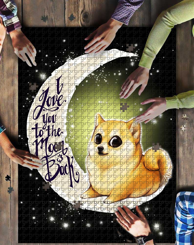 Shiba Inu Doge Chibi Love To The Moon Mock Jigsaw Puzzle
