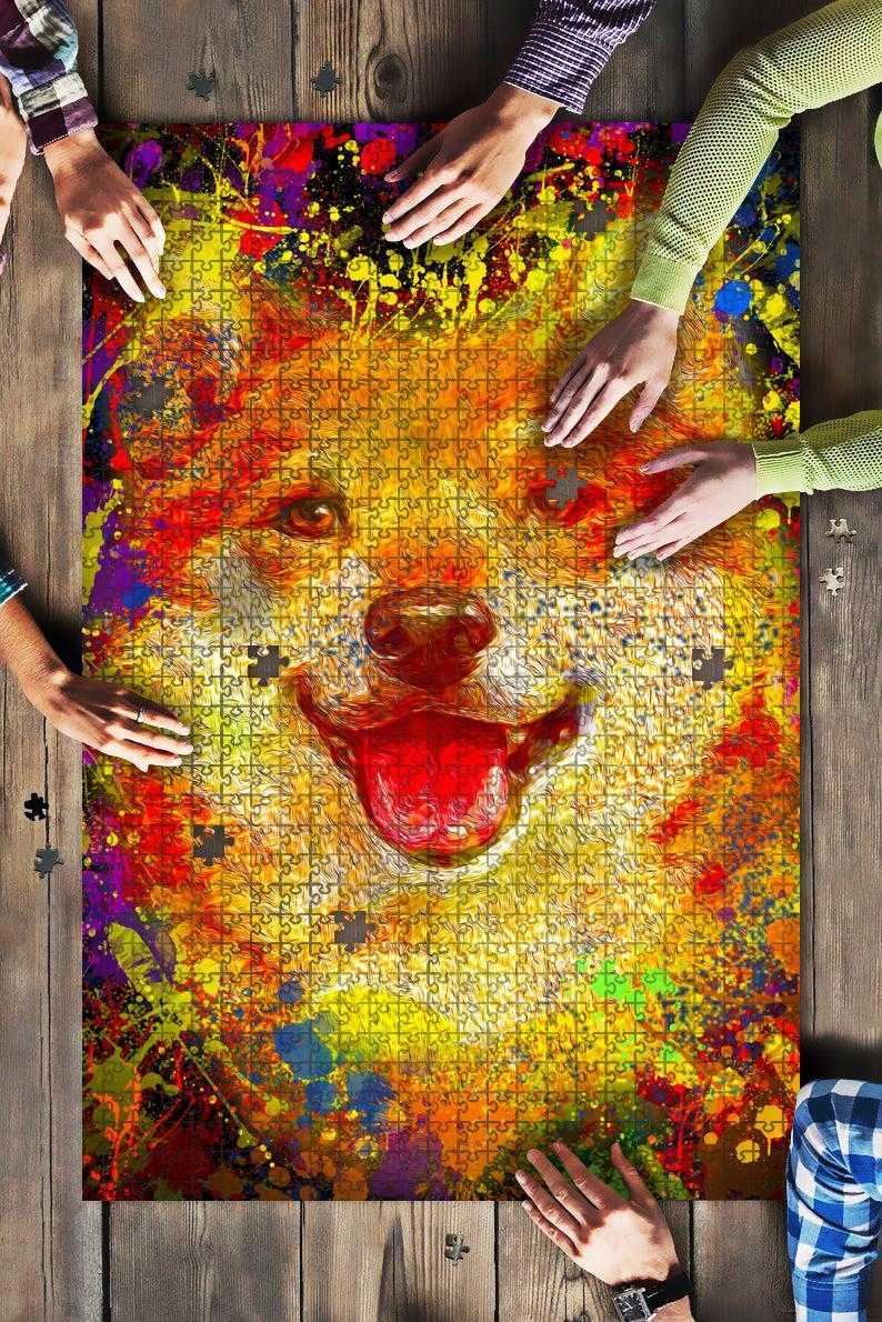 Shiba Inu Dog Colorful Jigsaw Puzzle