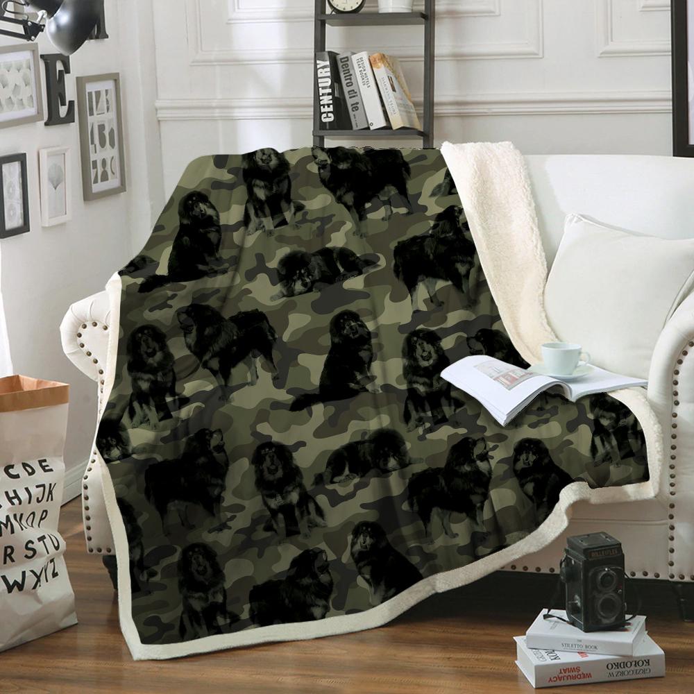 Tibetan Mastiff Camo Blanket