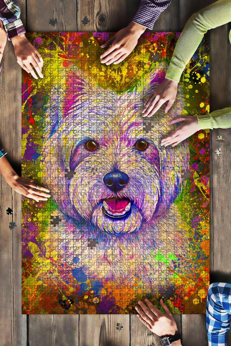 Westie West Highland White Terrier Dog Colorful Jigsaw Puzzle