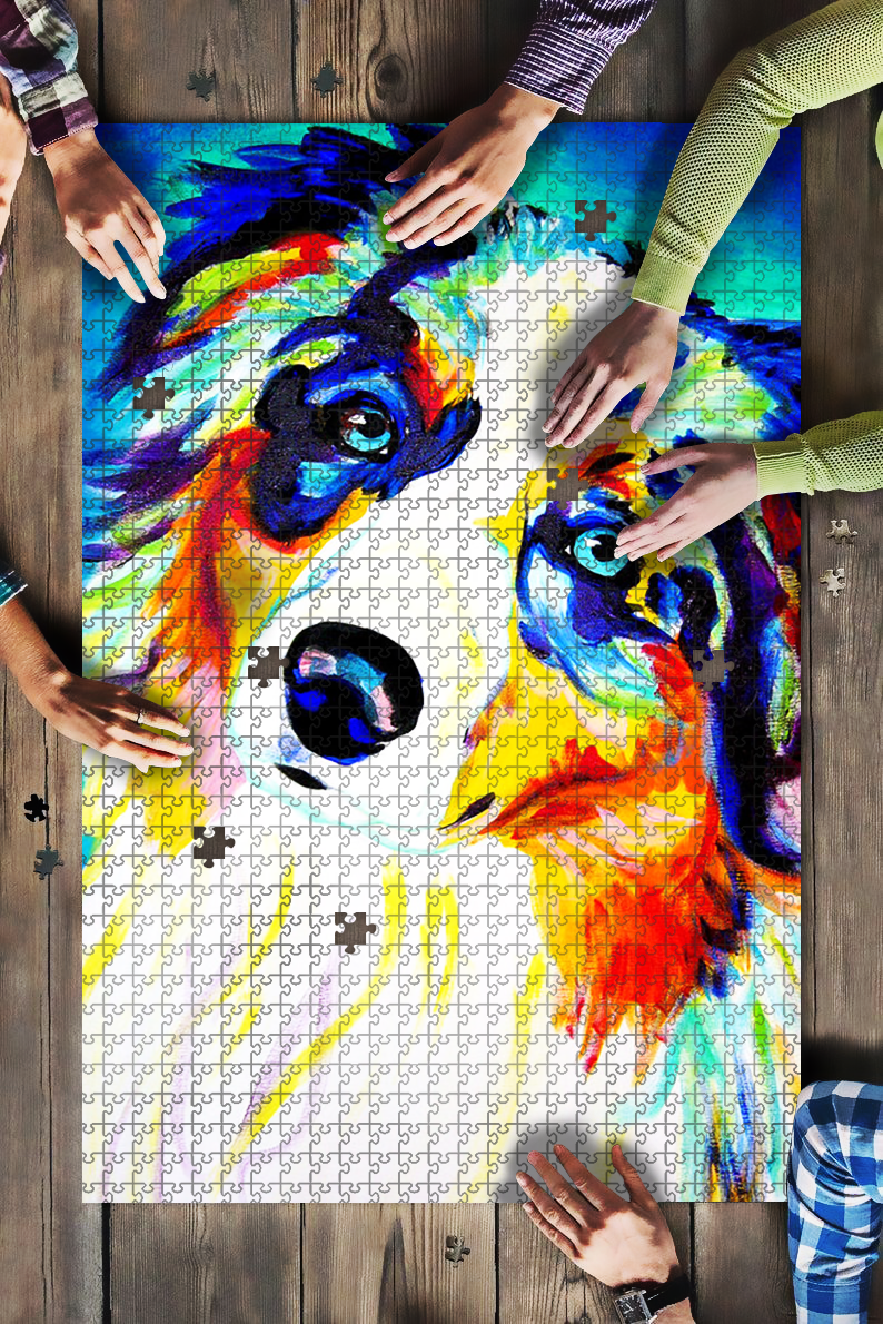 Australian Shepherd Aussie Dog Colorful Jigsaw Puzzle