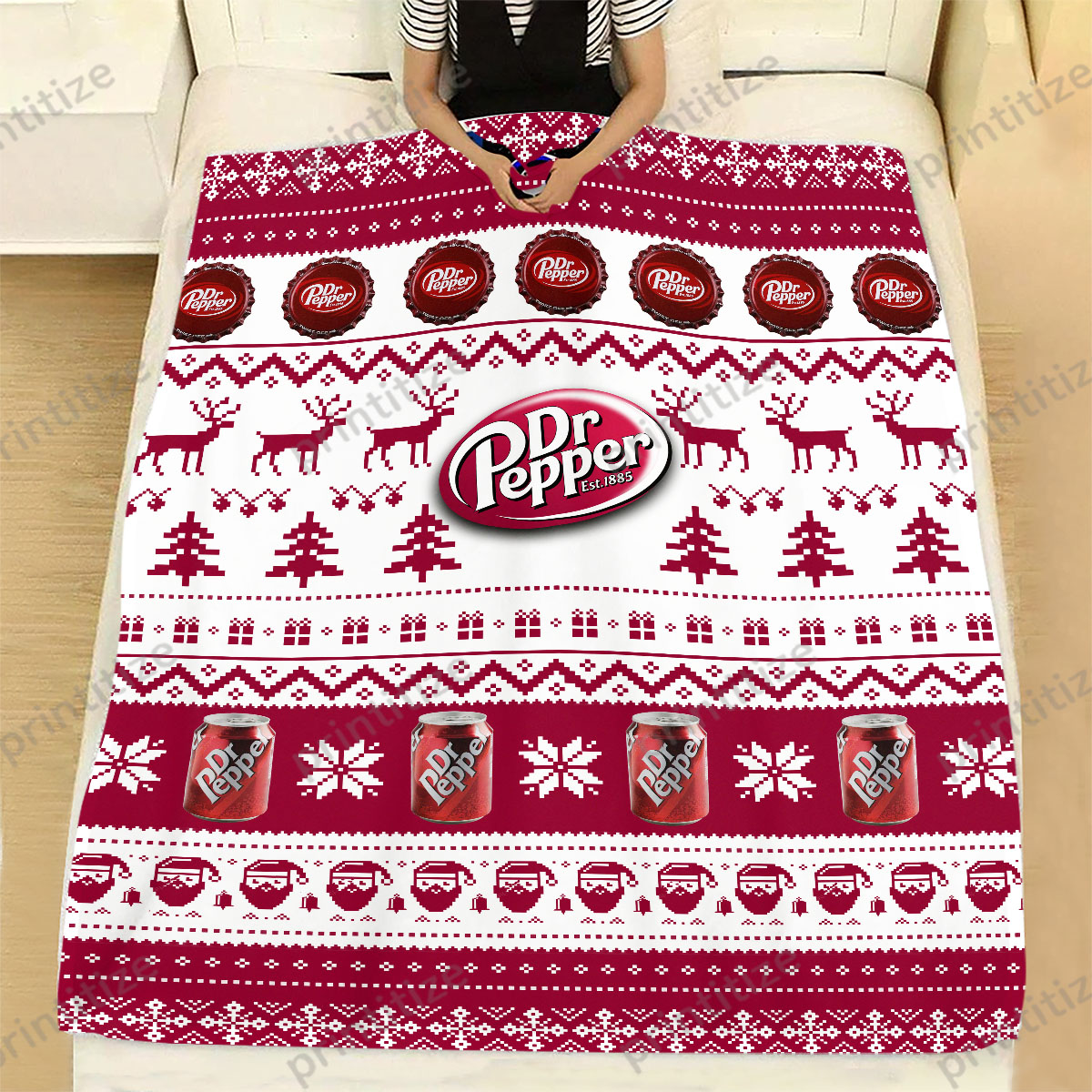Dr Pepper Ugly Christmas Blanket