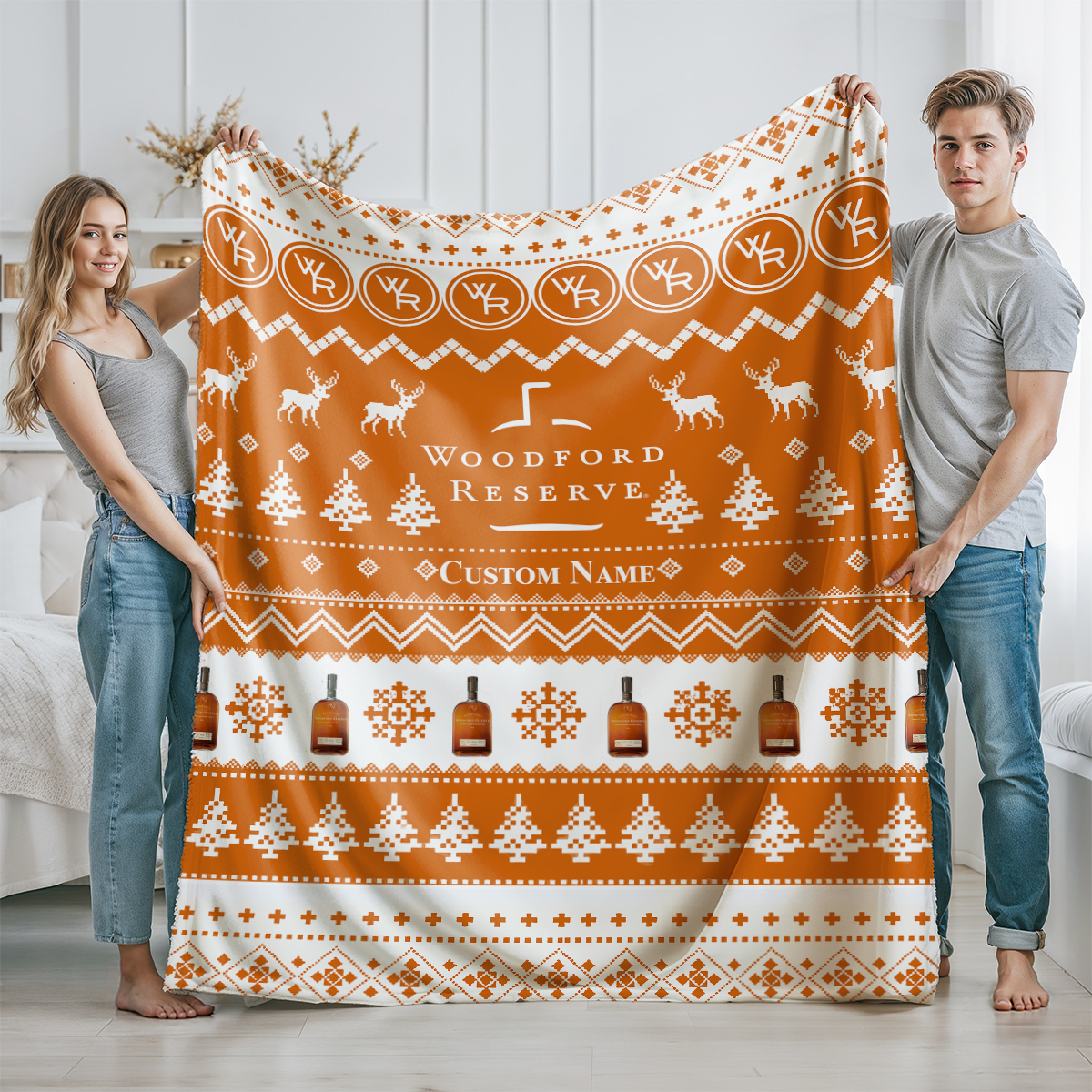 Woodford Reserve Ugly Xmas Whisky Fleece Blanket