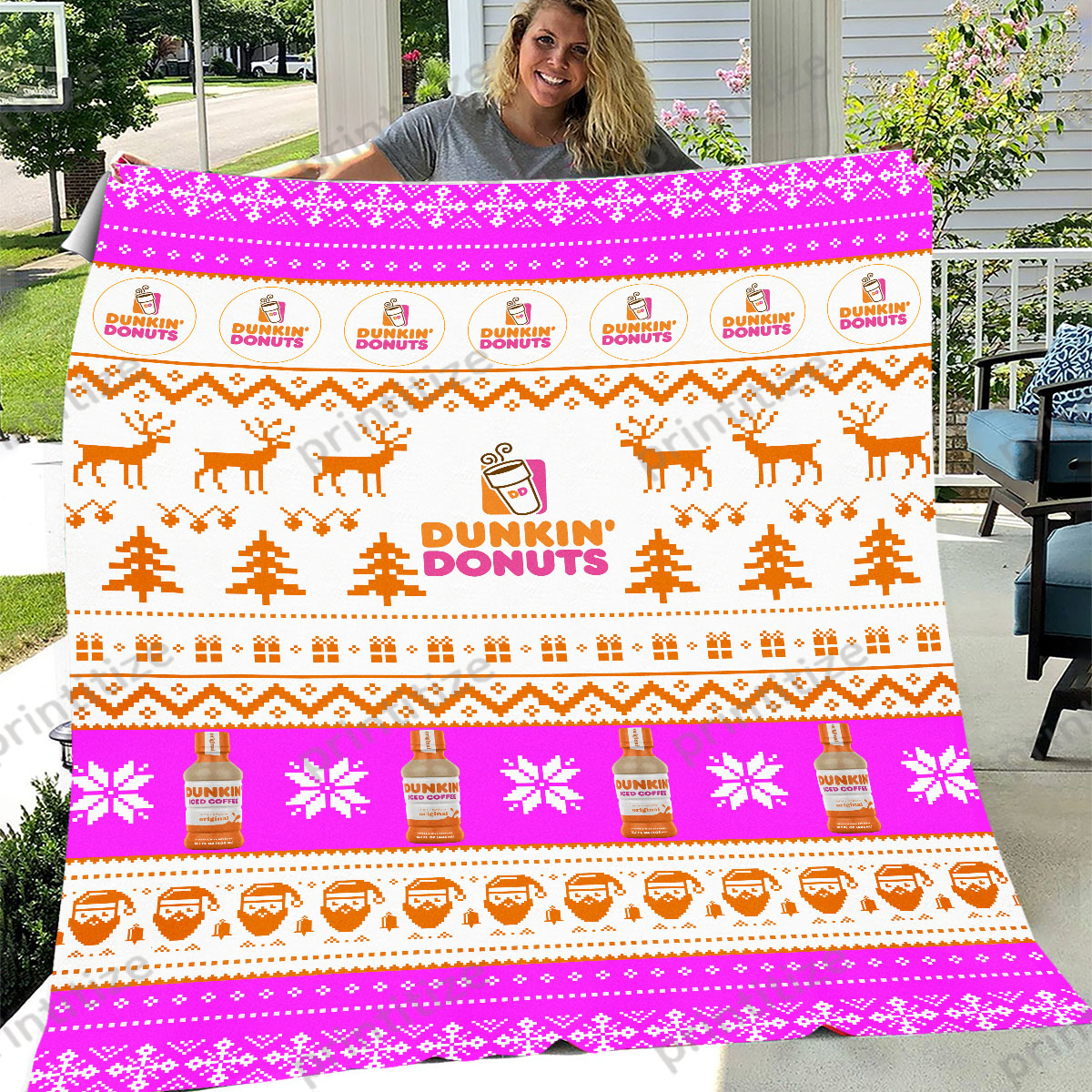 Dunkin Ugly Christmas Pattern Blanket