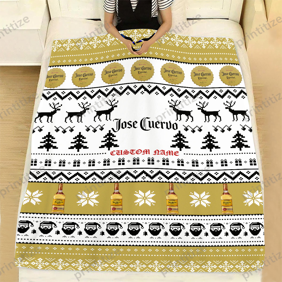 Jose Cuervo Funny Ugly Christmas Pattern Personalized Custom Name Blanket