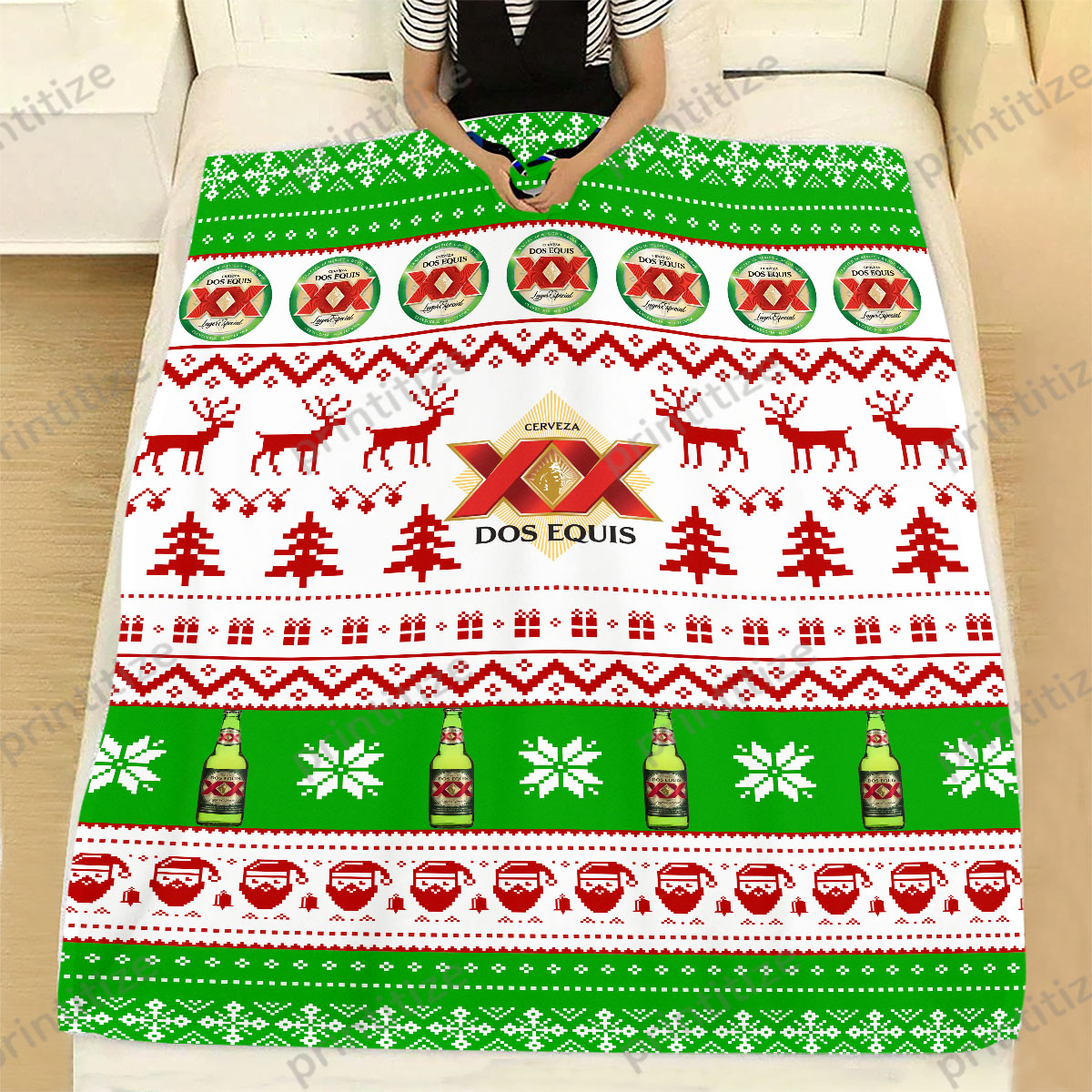 Dos Equis Funny Ugly Christmas Pattern Blanket