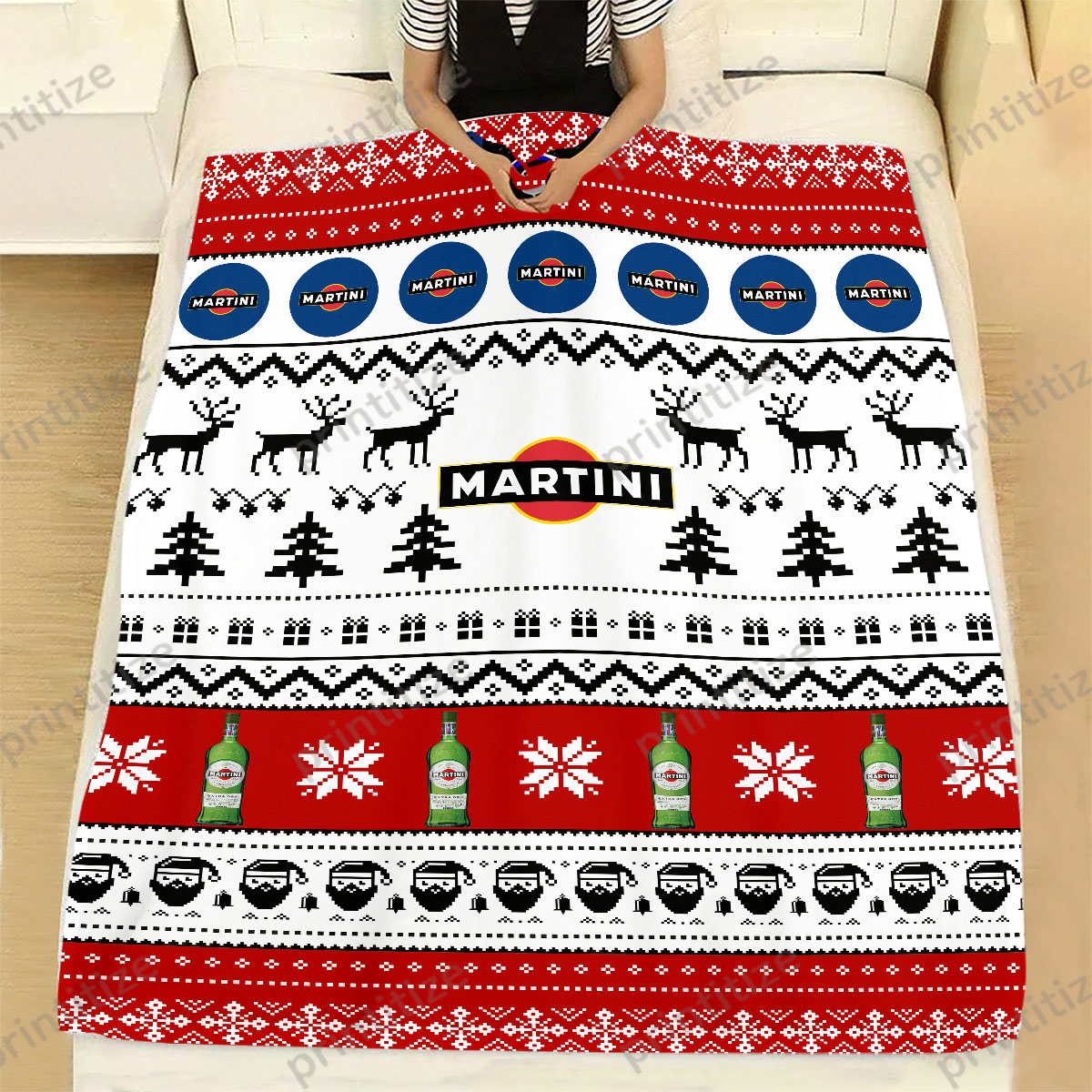 Martini Ugly Christmas Pattern Blanket