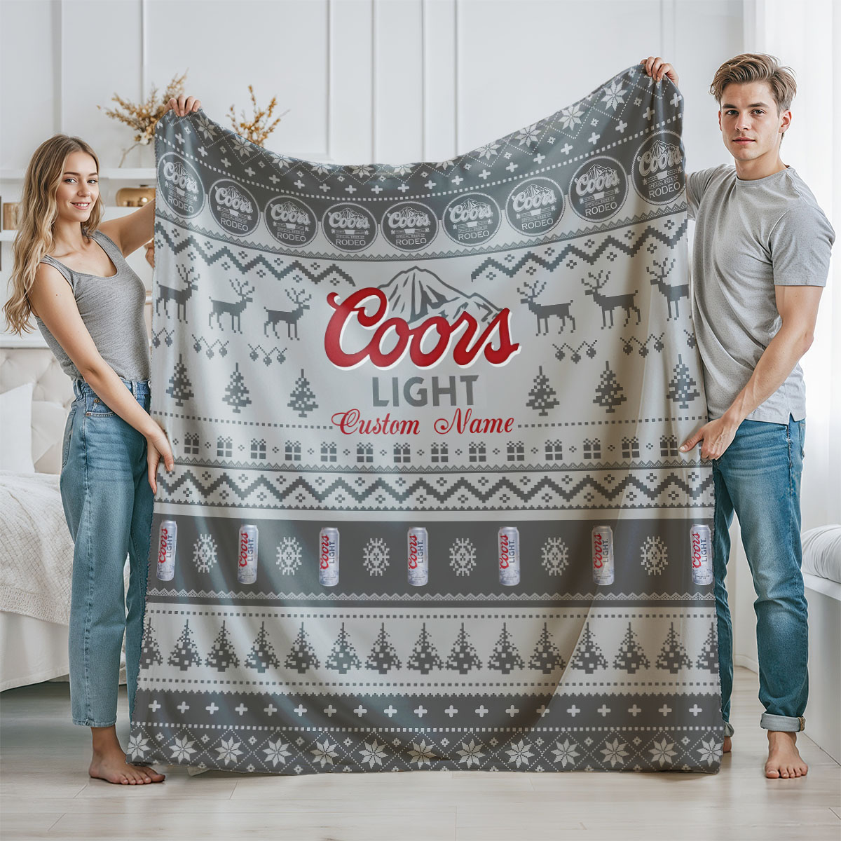 Coors Light Ugly Xmas Fleece Blanket