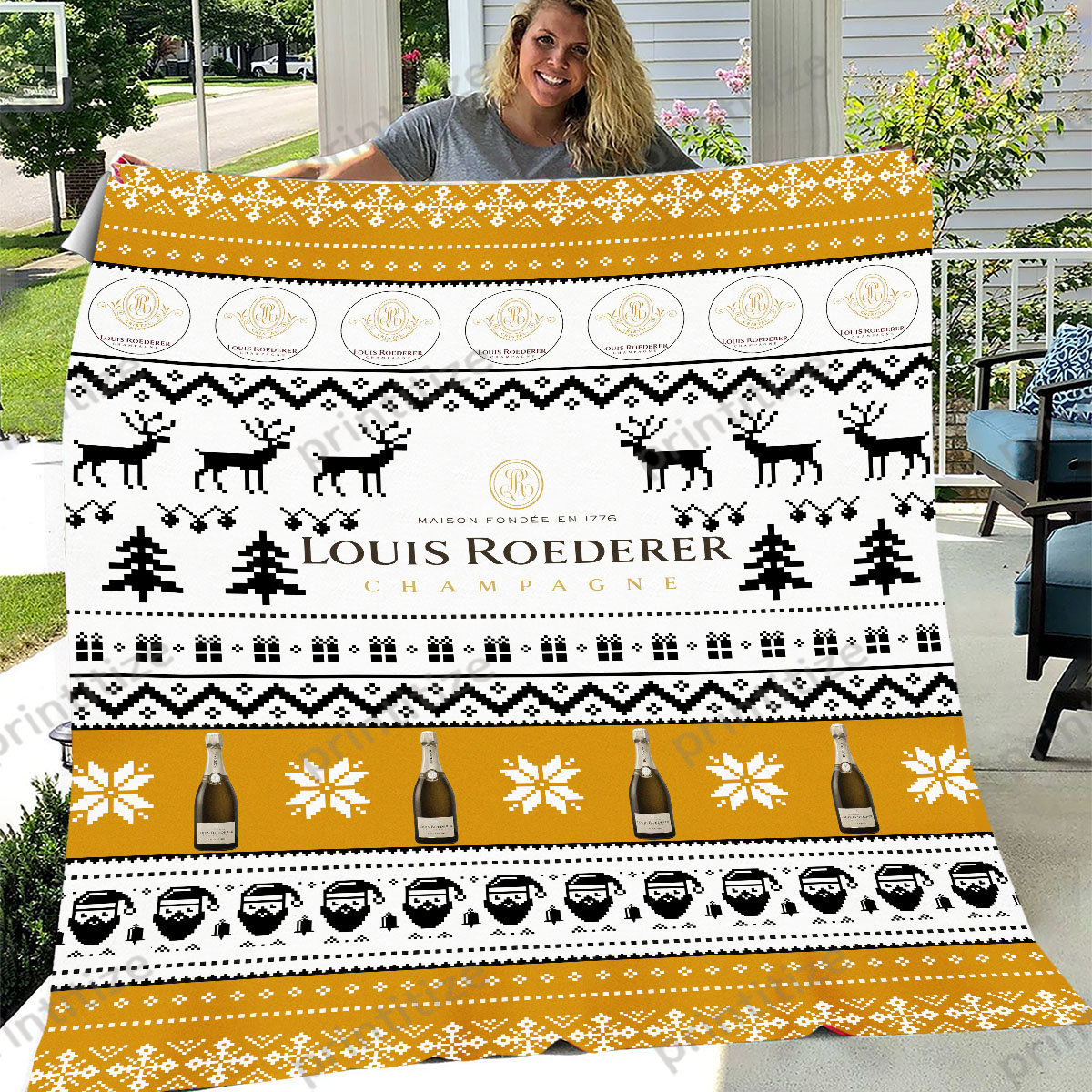 Louis Roederer Funny Ugly Christmas Pattern Blanket