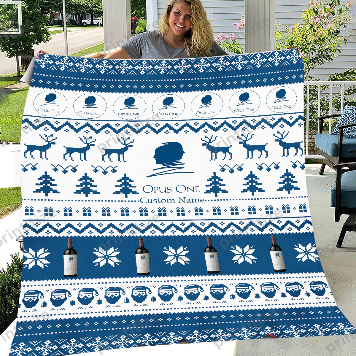 Opus One Ugly Christmas Pattern Personalized Custom Name Blanket