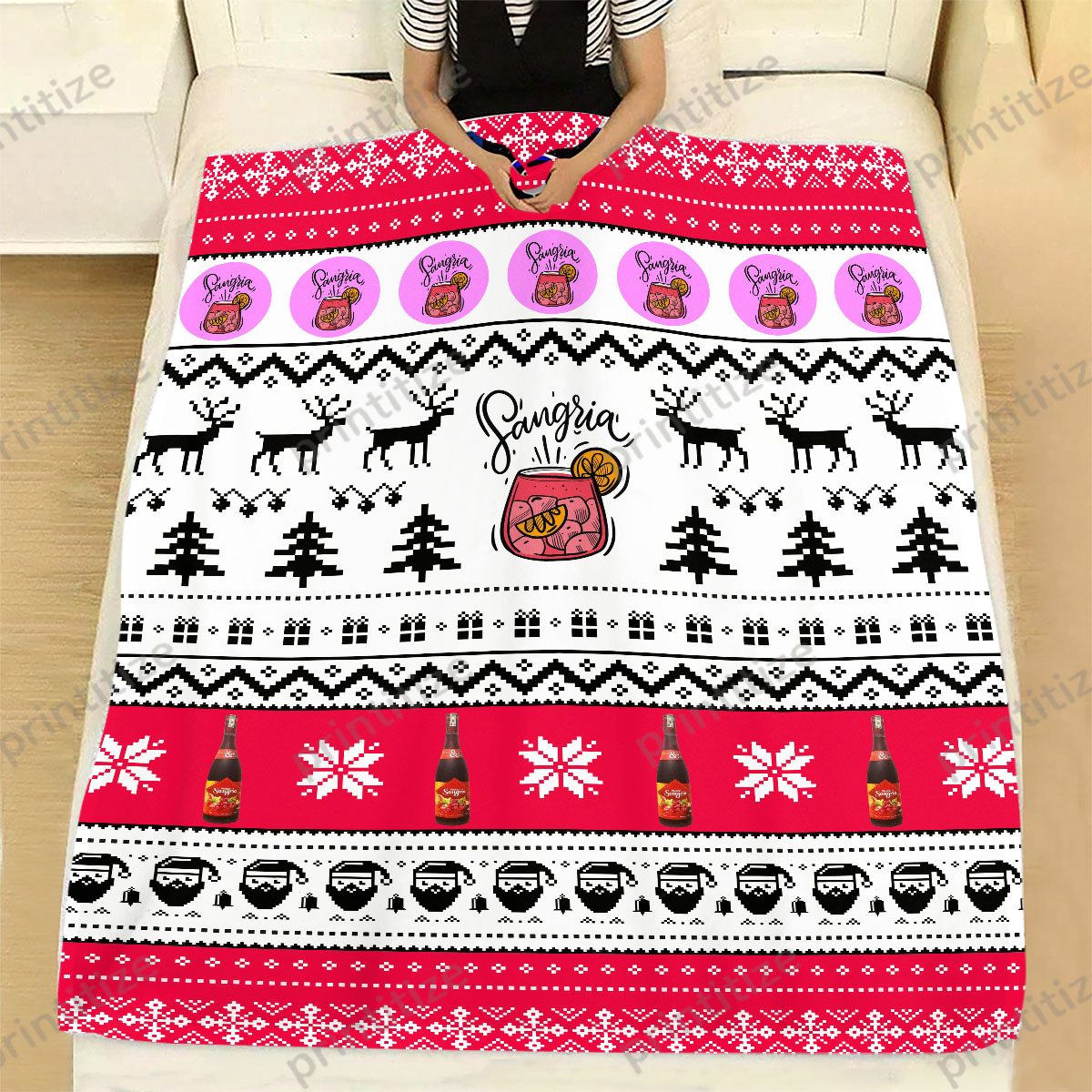 Sangria Ugly Christmas Pattern Blanket