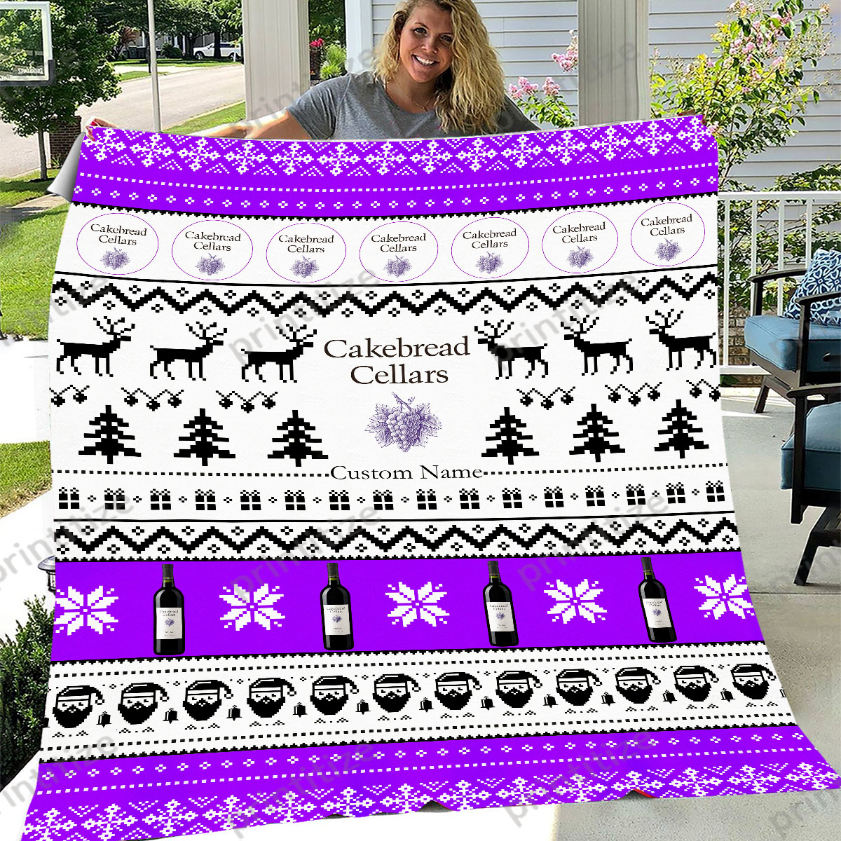 Cakebread Ugly Christmas Pattern Personalized Custom Name Blanket