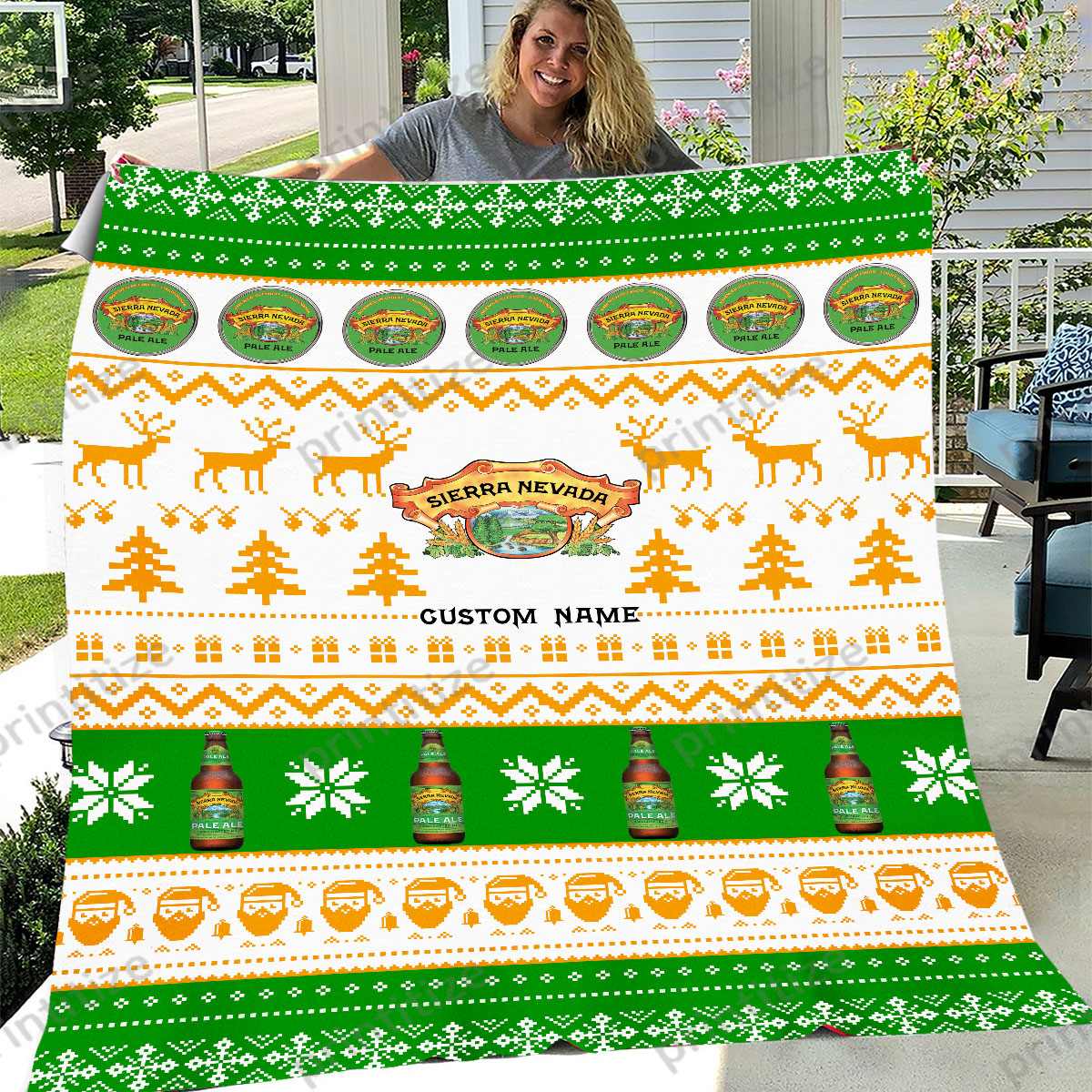 Sierra Nevada Funny Ugly Christmas Pattern Personalized Custom Name Blanket