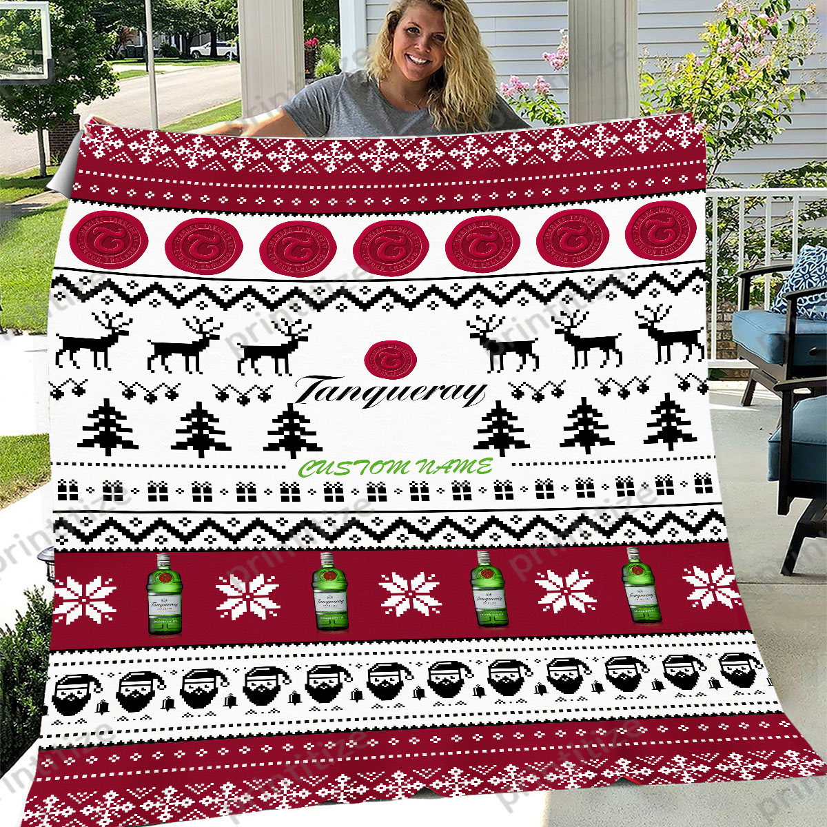 Tanqueray Funny Ugly Christmas Pattern Personalized Custom Name Blanket