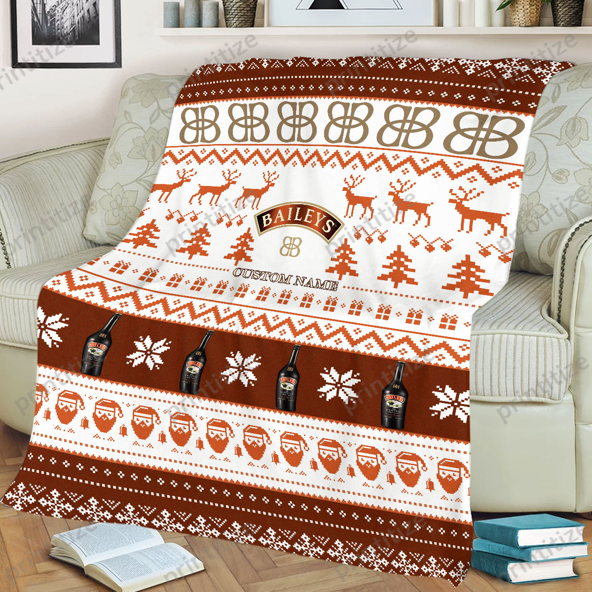 Baileys Ugly Christmas Funny Pattern Personalized Custom Name Blanket