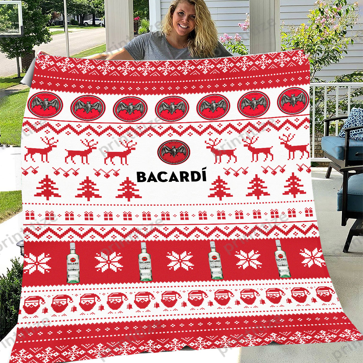 Bacardi Ugly Christmas Funny Pattern Blanket