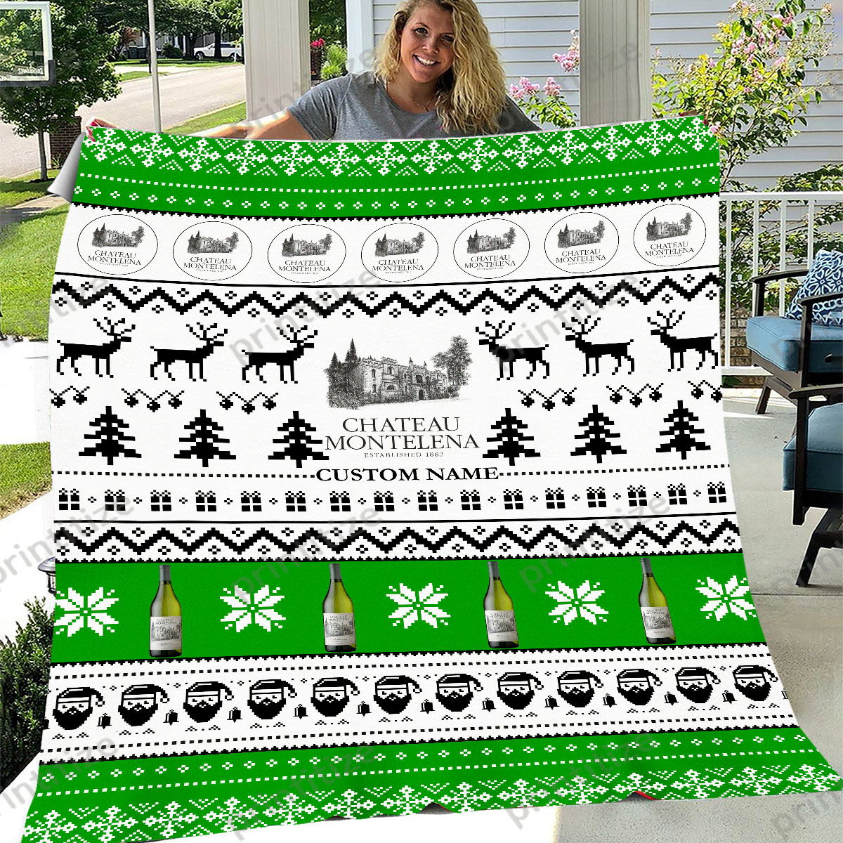 Chateau Montelena Ugly Christmas Pattern Personalized Custom Name Blanket