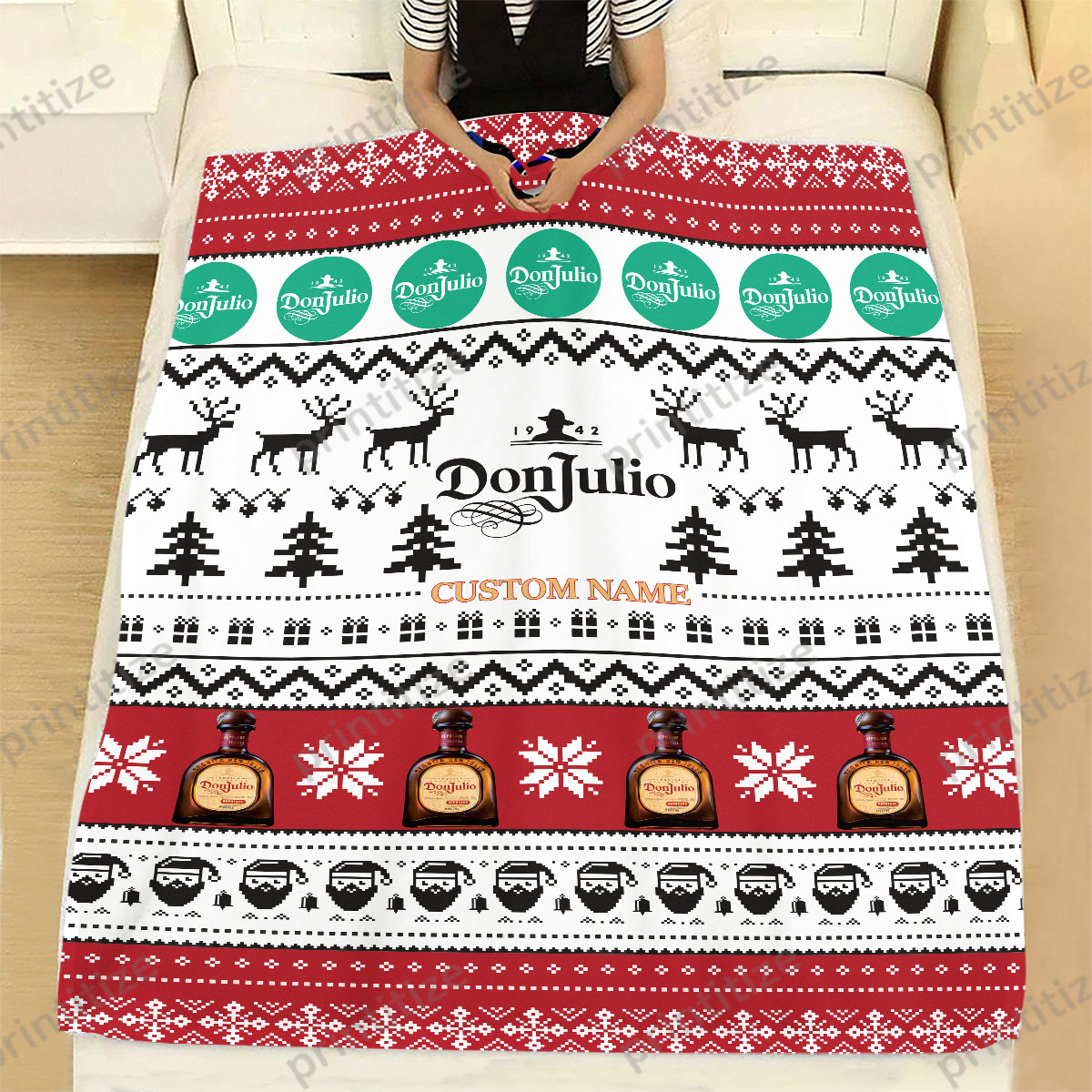Don Julio Funny Ugly Christmas Pattern Personalized Custom Name Blanket