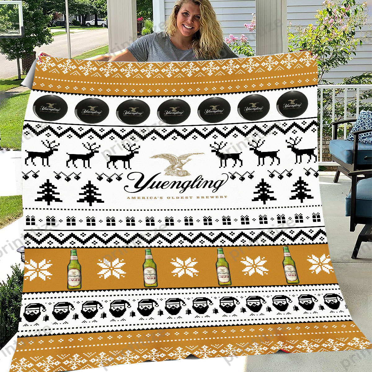 Yuengling Funny Ugly Christmas Pattern Blanket