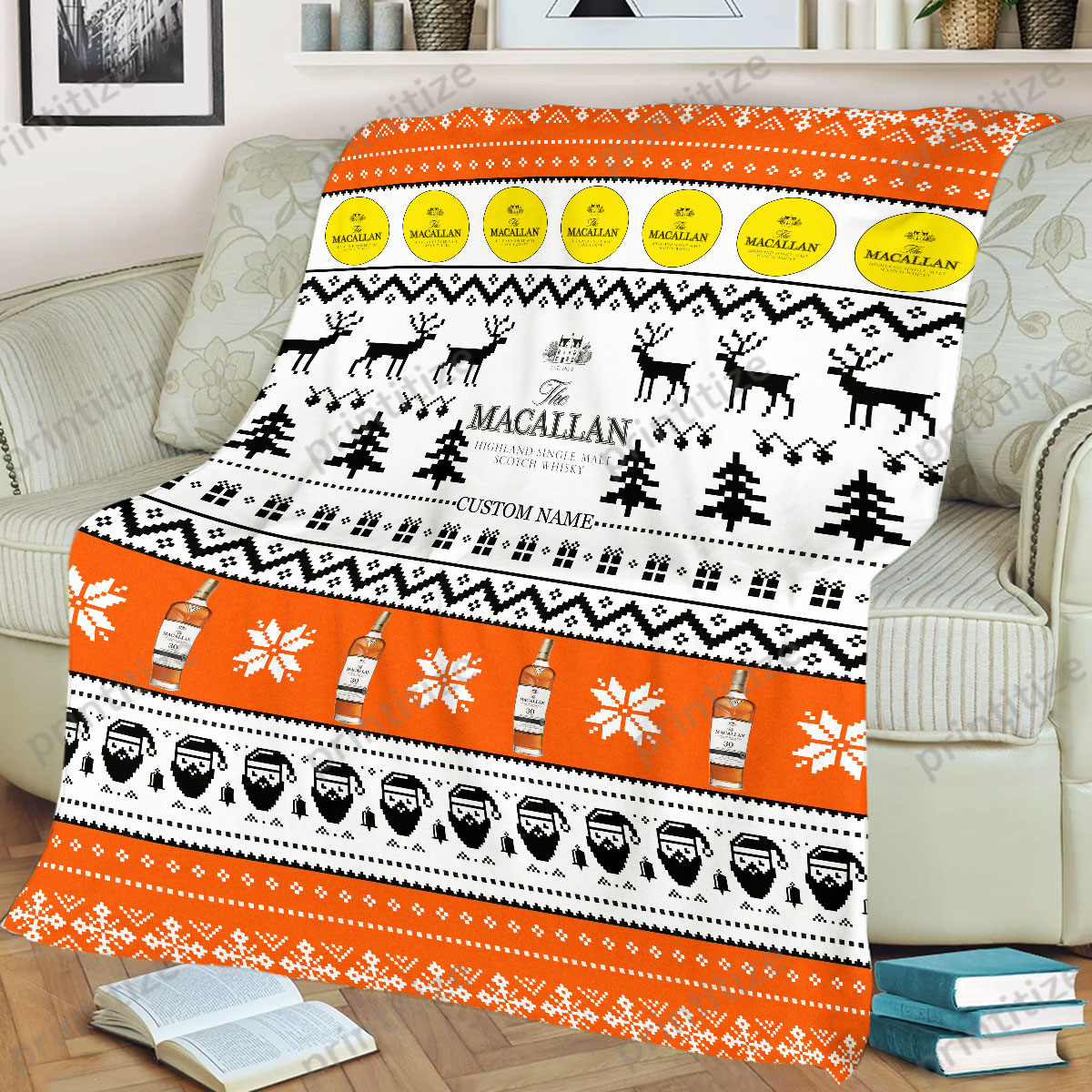 The Macallan Ugly Christmas Personalized Custom Name Blanket