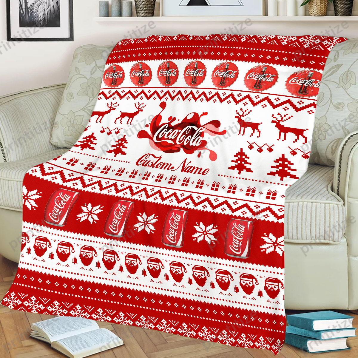 Cocacola Ugly Christmas Personalized Custom Name Blanket