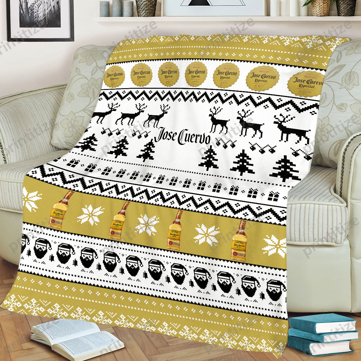 Jose Cuervo Funny Ugly Christmas Pattern Blanket