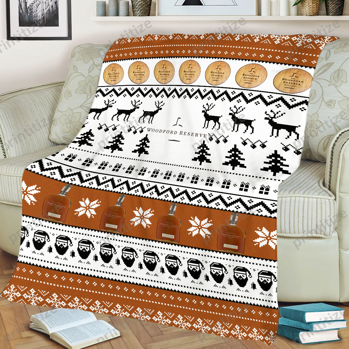 Woodford Reserve Funny Ugly Christmas Pattern Blanket