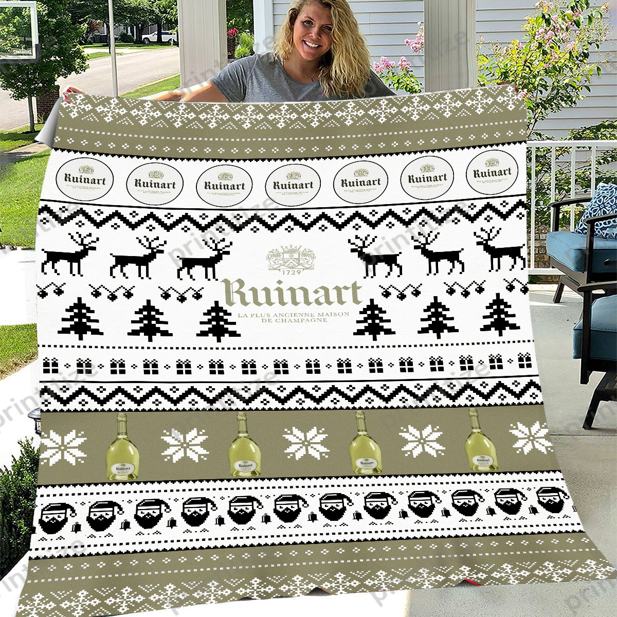 Ruinart Funny Ugly Christmas Pattern Blanket