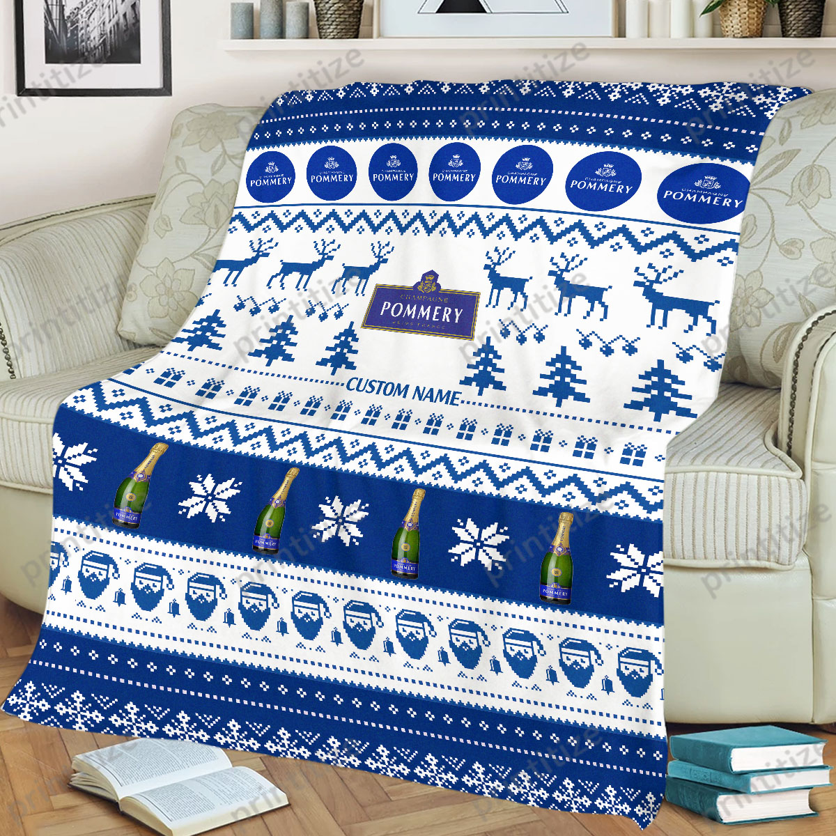 Pommery Funny Ugly Christmas Pattern Personalized Custom Name Blanket
