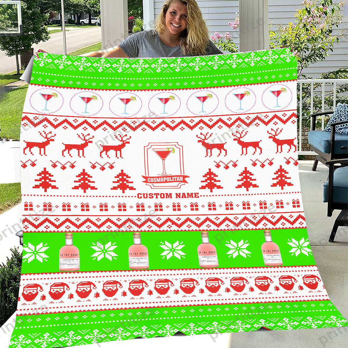 Cosmopolitan Ugly Christmas Pattern Personalized Custom Name Blanket