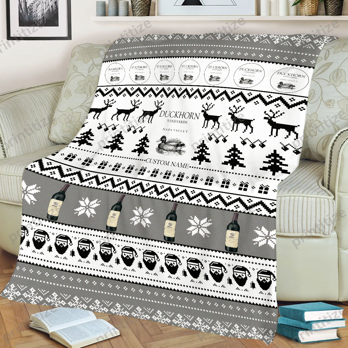 Duckhorn Ugly Christmas Pattern Personalized Custom Name Blanket